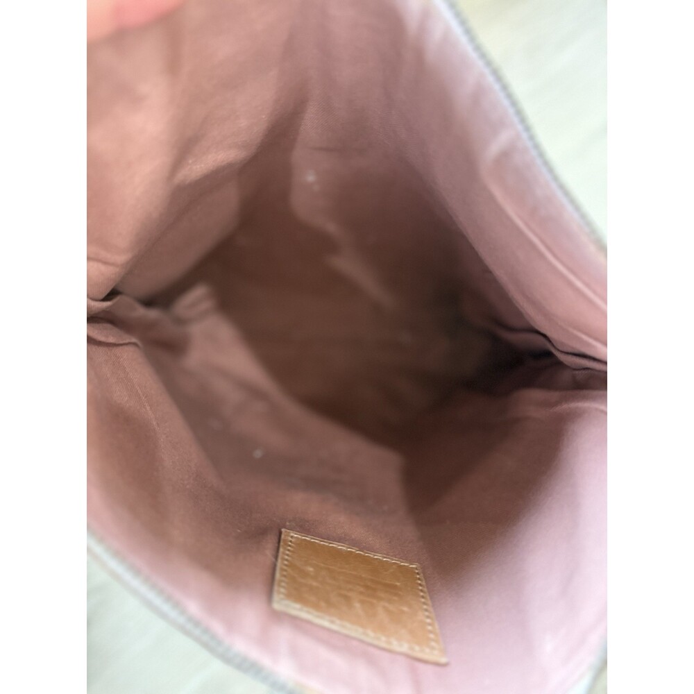 Able Purse Beige Tan Leather Bag Zipper Pouch Wallet Folded Cosmetic Leather - Picture 5 of 8